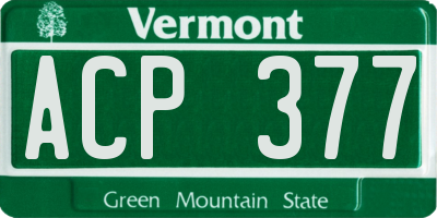 VT license plate ACP377