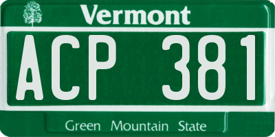 VT license plate ACP381