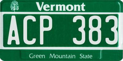 VT license plate ACP383