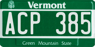 VT license plate ACP385