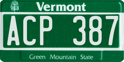 VT license plate ACP387
