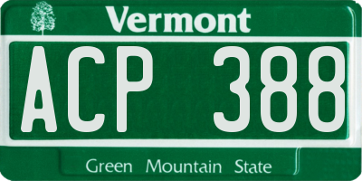 VT license plate ACP388