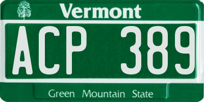 VT license plate ACP389