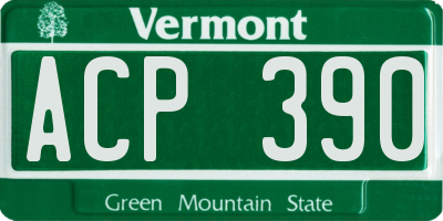 VT license plate ACP390