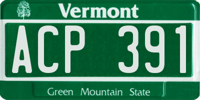 VT license plate ACP391