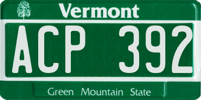 VT license plate ACP392