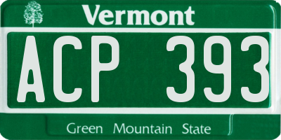 VT license plate ACP393