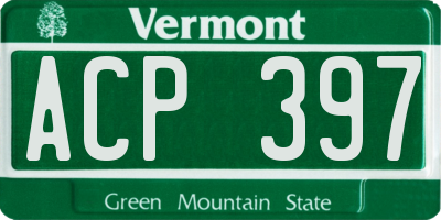 VT license plate ACP397