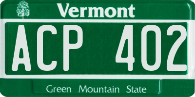 VT license plate ACP402