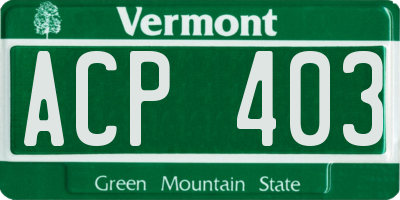 VT license plate ACP403