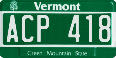 VT license plate ACP418