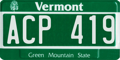 VT license plate ACP419