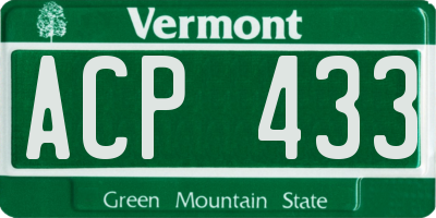 VT license plate ACP433