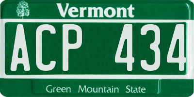 VT license plate ACP434