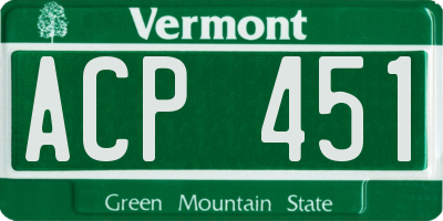 VT license plate ACP451