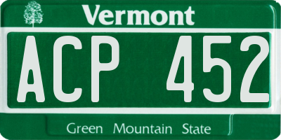 VT license plate ACP452