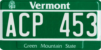 VT license plate ACP453
