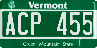 VT license plate ACP455