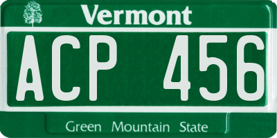VT license plate ACP456