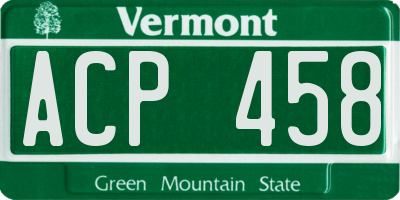 VT license plate ACP458