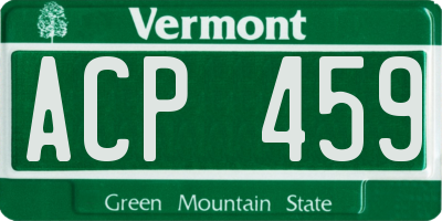 VT license plate ACP459
