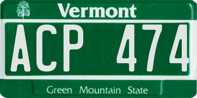 VT license plate ACP474