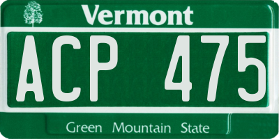 VT license plate ACP475