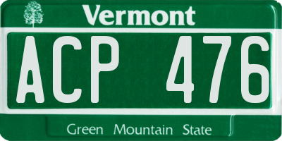 VT license plate ACP476