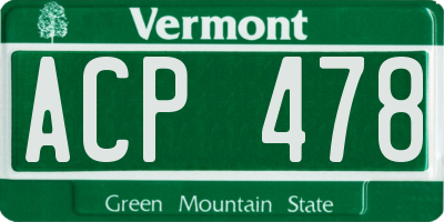 VT license plate ACP478