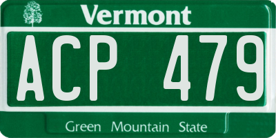VT license plate ACP479