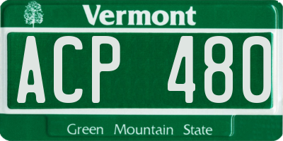 VT license plate ACP480