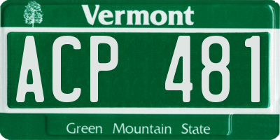 VT license plate ACP481