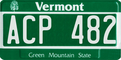 VT license plate ACP482