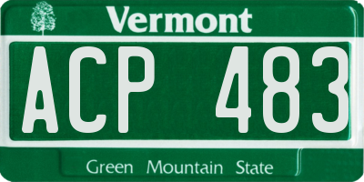 VT license plate ACP483