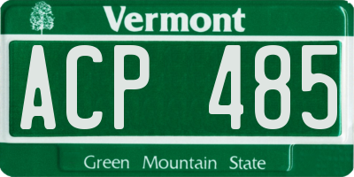 VT license plate ACP485