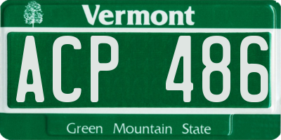 VT license plate ACP486