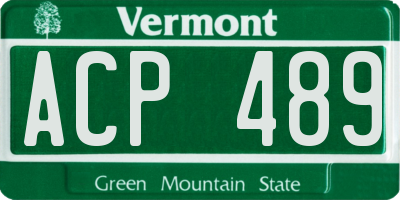 VT license plate ACP489