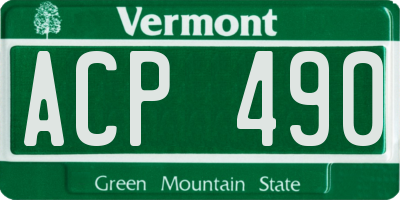VT license plate ACP490