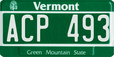 VT license plate ACP493