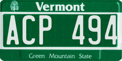 VT license plate ACP494