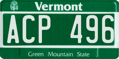 VT license plate ACP496