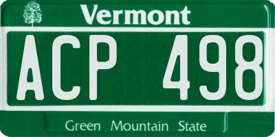 VT license plate ACP498