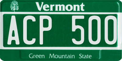 VT license plate ACP500