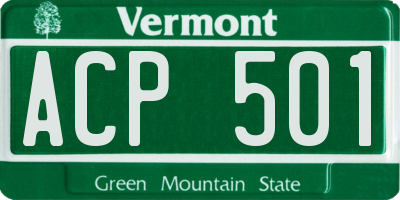 VT license plate ACP501