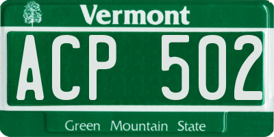 VT license plate ACP502