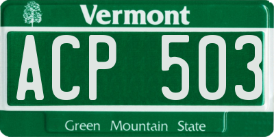 VT license plate ACP503