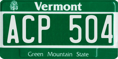 VT license plate ACP504