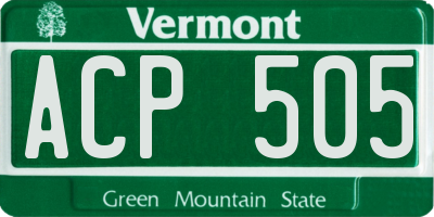 VT license plate ACP505