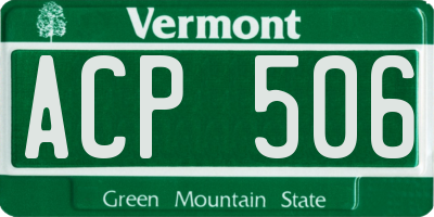 VT license plate ACP506