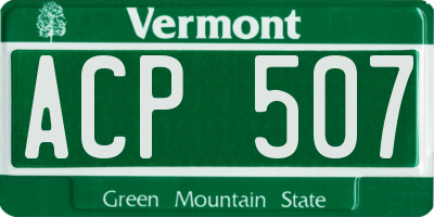 VT license plate ACP507